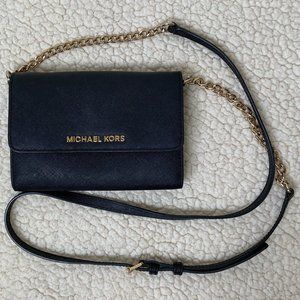 Michael Kors Saffiano Leather Cross Body Clutch Bag